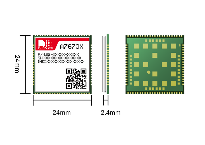 SIMCom A7673 Module footprint