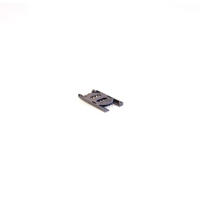 A black 8 pin SIM socket, typically used in electronic devices for connecting a SIM card.
