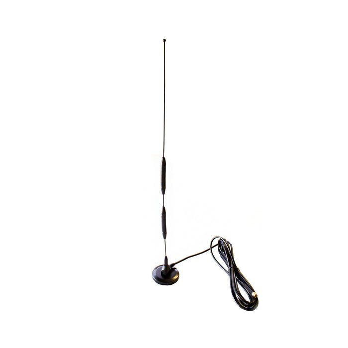A vertical indoor/outdoor antenna with a magnetic base and a 3-meter cable ending in an SMA male plug.
