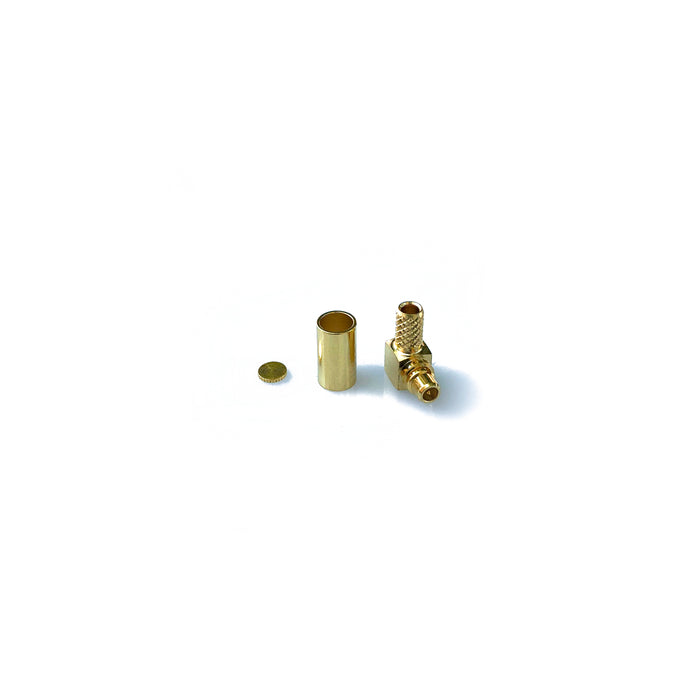 MMCX-03-01-L-TGG • MMCX plug right angle crimp for RG174