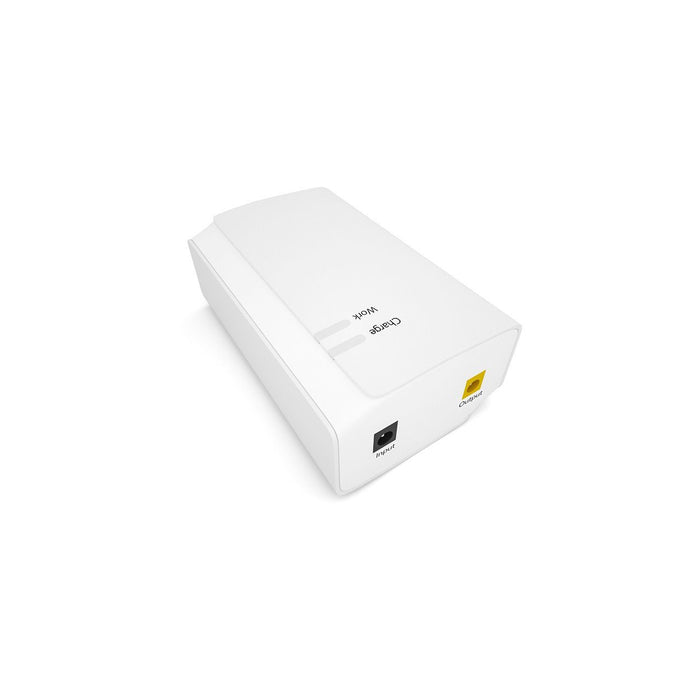 A white 12V Mini DC UPS, with ports visible on the side.