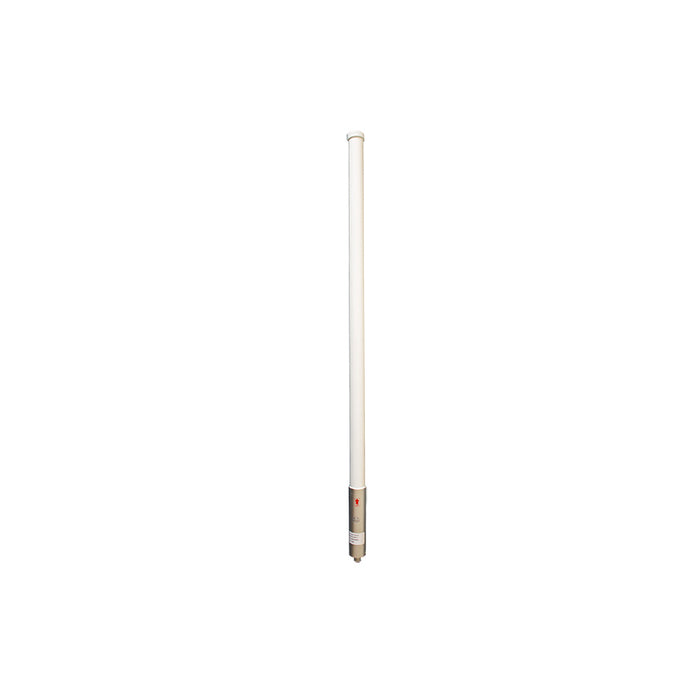 A white, outdoor omni-directional antenna with a 12dBi gain.
