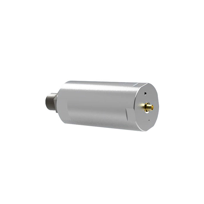 An industrial pressure sensor with a robust probe, metallic in color, designed for use in hydraulic and pneumatic systems.