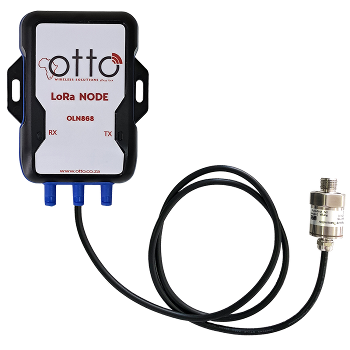 LoRa node module with a pressure sensor prode and 'otto' branding on a white background